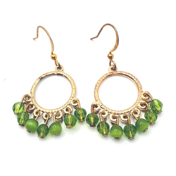 Gold-Tone Chandelier Pierced Dangle‎ Drop Earrings - Picture 1 of 3